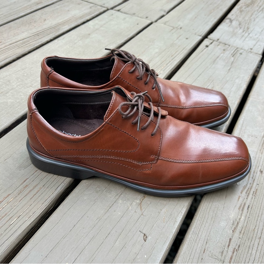 Robert David Cognac Brown Riverside Oxford Lace Up Dress Work Shoes | Men’s 11